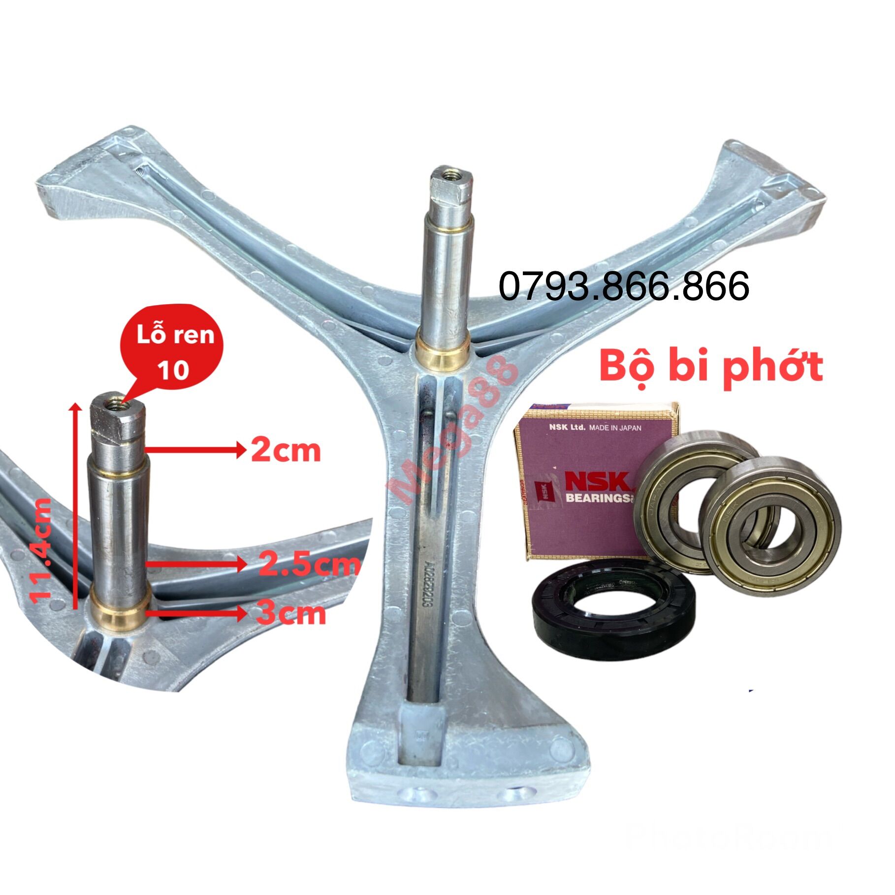 Càng máy giặt electrolux 10741 10742 10751 10732 12853 12853s - trục ba càng máy giặt electrolux