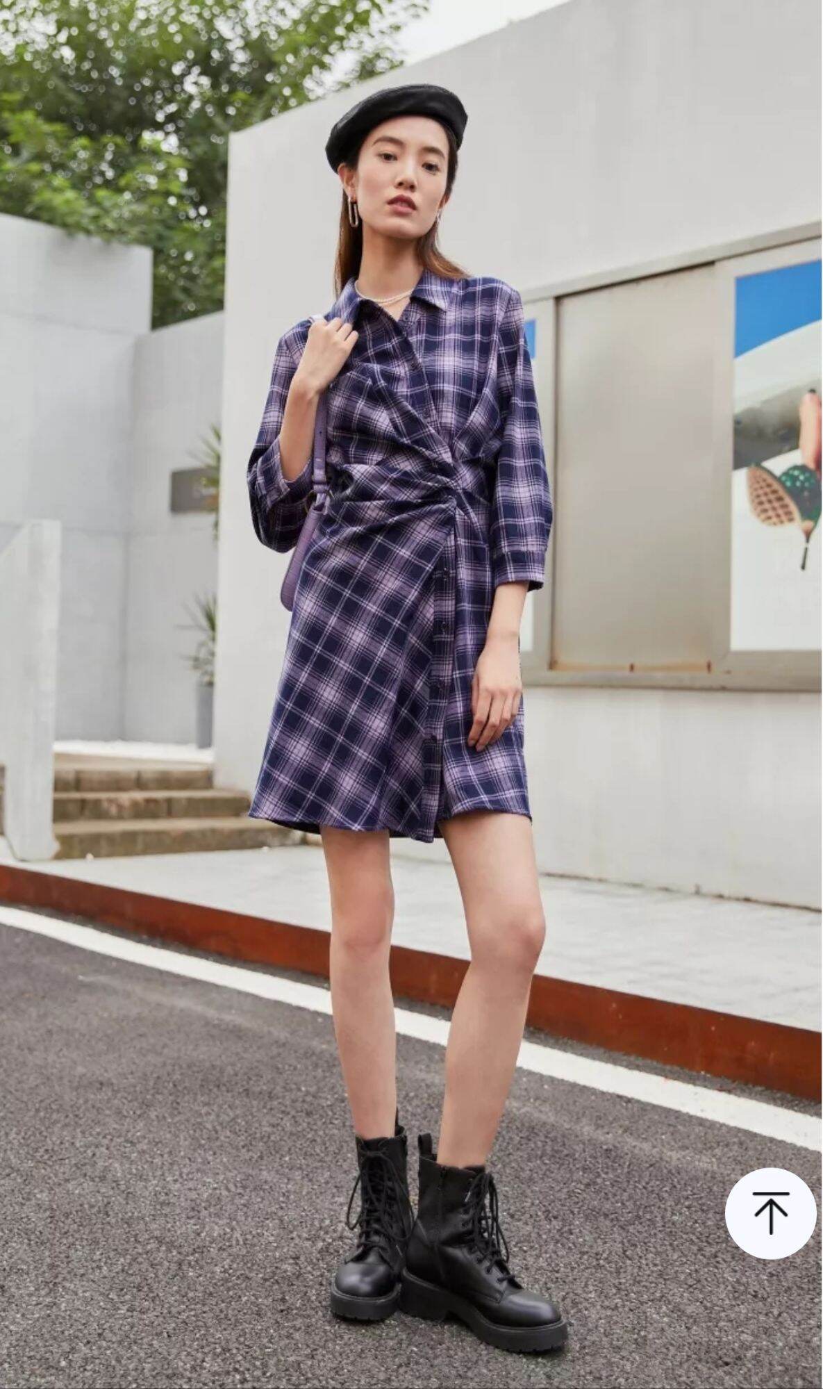Vero Moda - Đầm Sơ Mi Nữ Kẻ Ca Rô Thắt Nút Eo