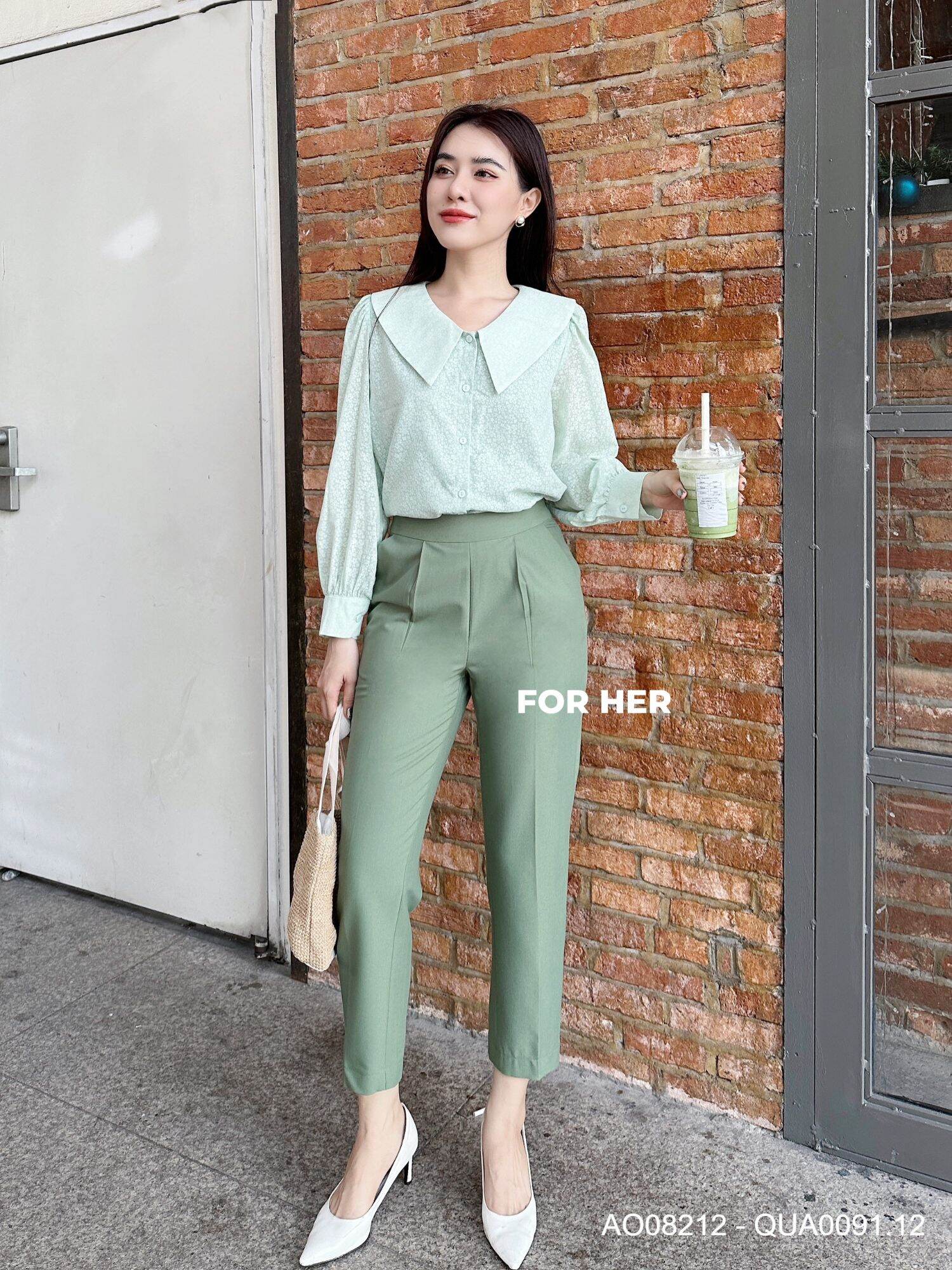 ÁO SƠ MI KIỂU NỮ CỔ NHỌN NỮ CÔNG SỞ FOR HER AO0821