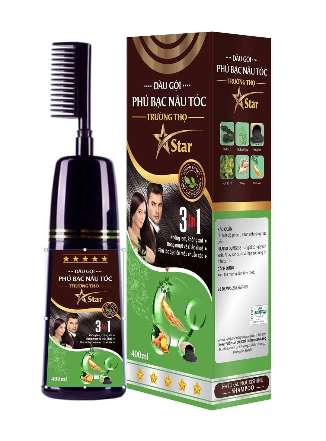 DẦU GỘI PHỦ BẠC NÂU TÓC, ĐEN TÓC CHAI 450ML