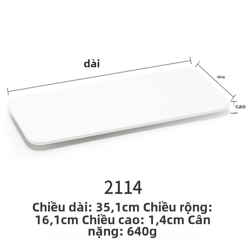 Đĩa Nhựa Melamine Hình Chữ Nhật Đựng Món Nướng Bò Súp Lơ Chiên Giòn Đĩa Đựng Bánh Ngọt Màu Trắng Trơ