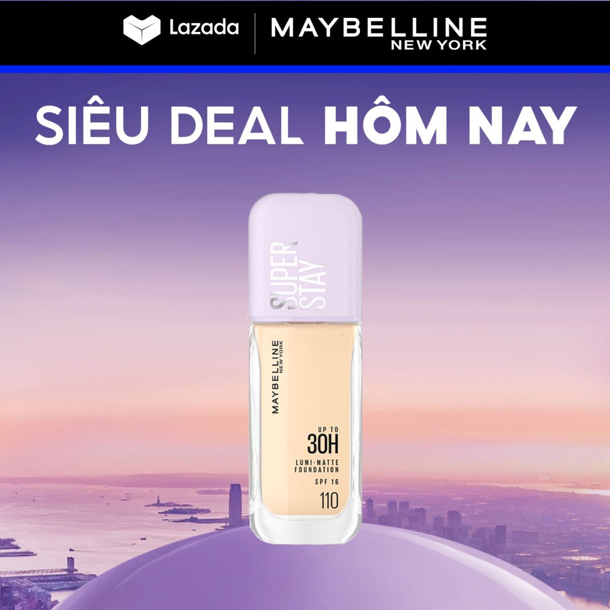 Kem nền bắt sáng Superstay Lumi Matte 30H che phủ siêu nhẹ mặt Maybelline New York 35ml [MỚI]