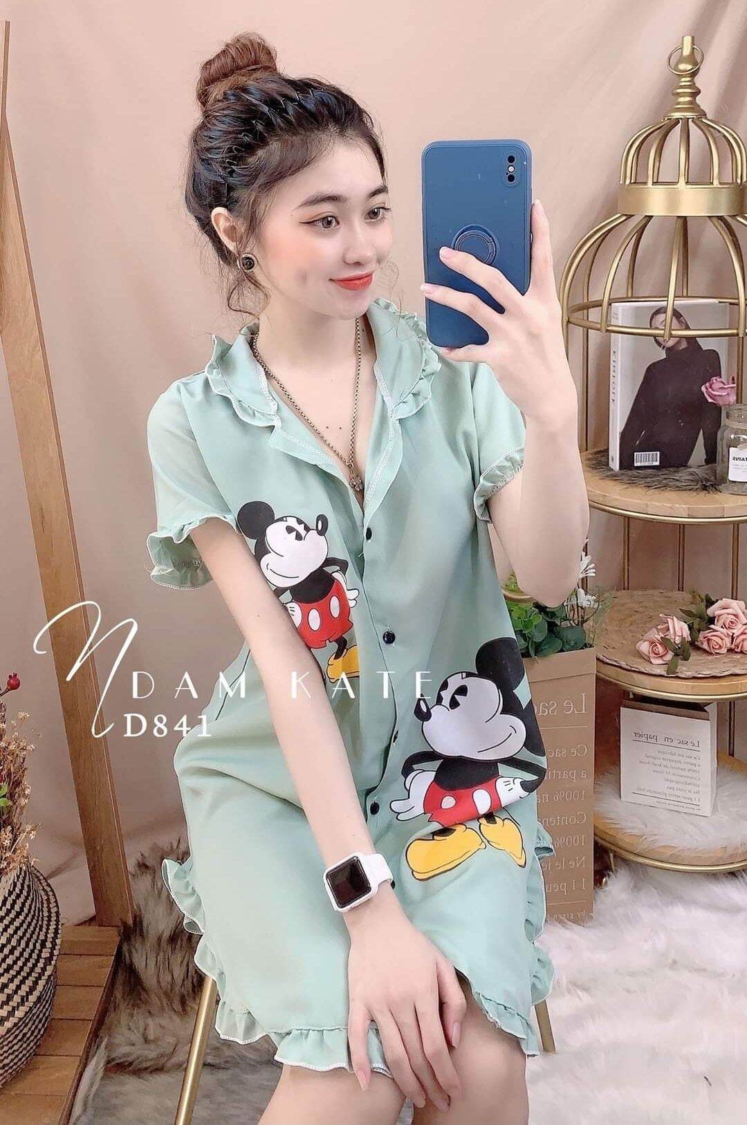 [HCM]Đầm sơmi kate lụa mặc nhà cho nữ - Đầm ngủ mặc nhà - M42