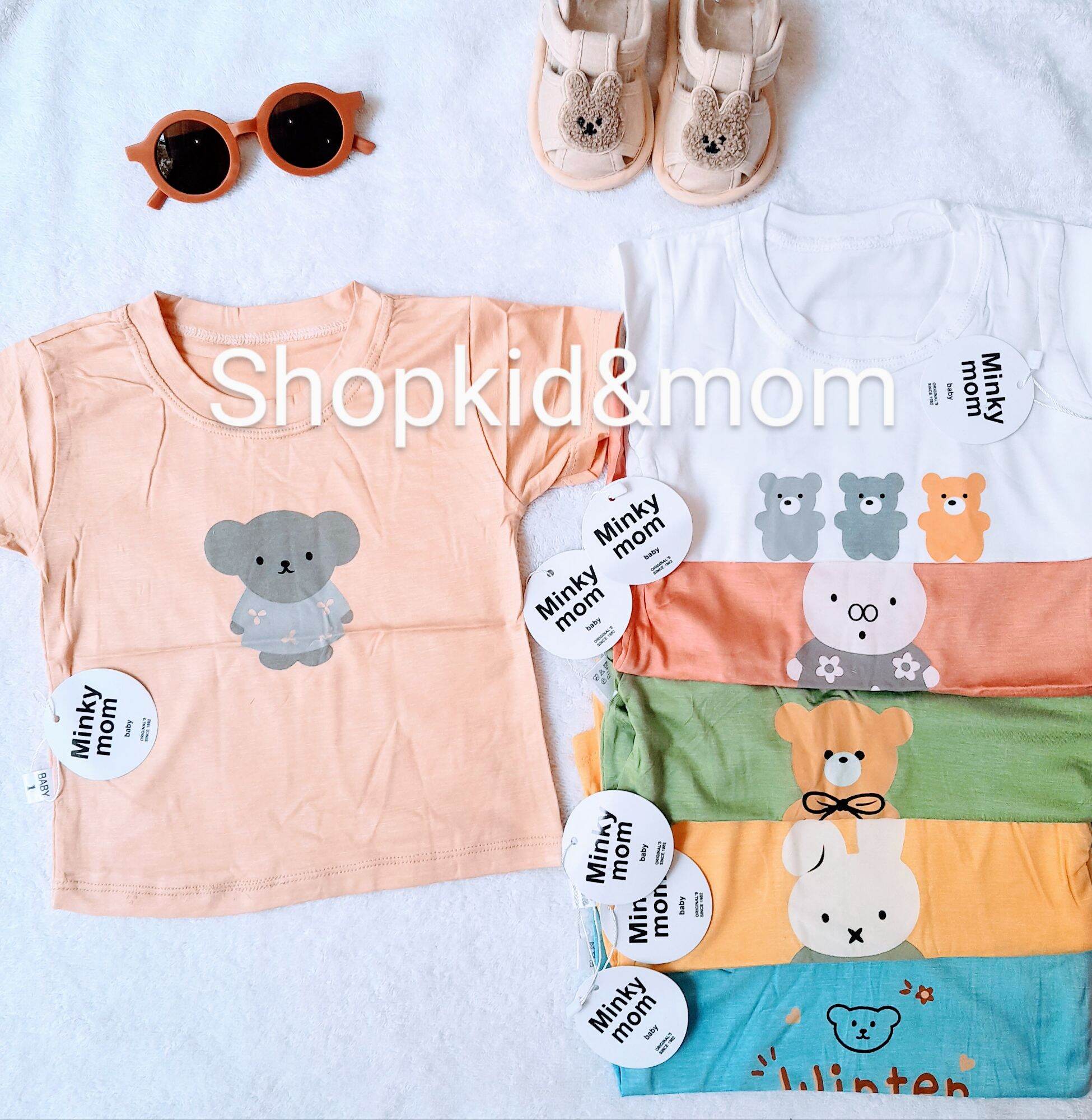 Áo thun bé gái ngắn tay Minky mom thun lạnh co dãn 4 chiều 5-18kg