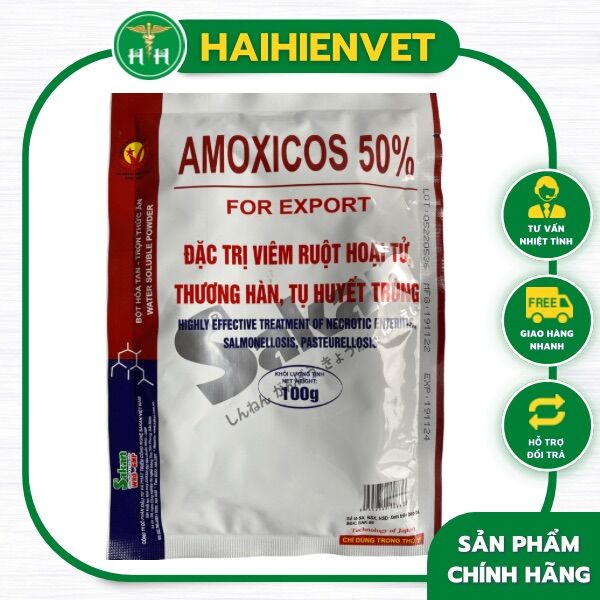 100g Amox coli 50% - tụ huyết trùng, thương hàn, ecoli, viêm ruột