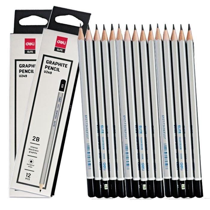 Hộp bút chì 2b cao cấp deli u249 12 bút