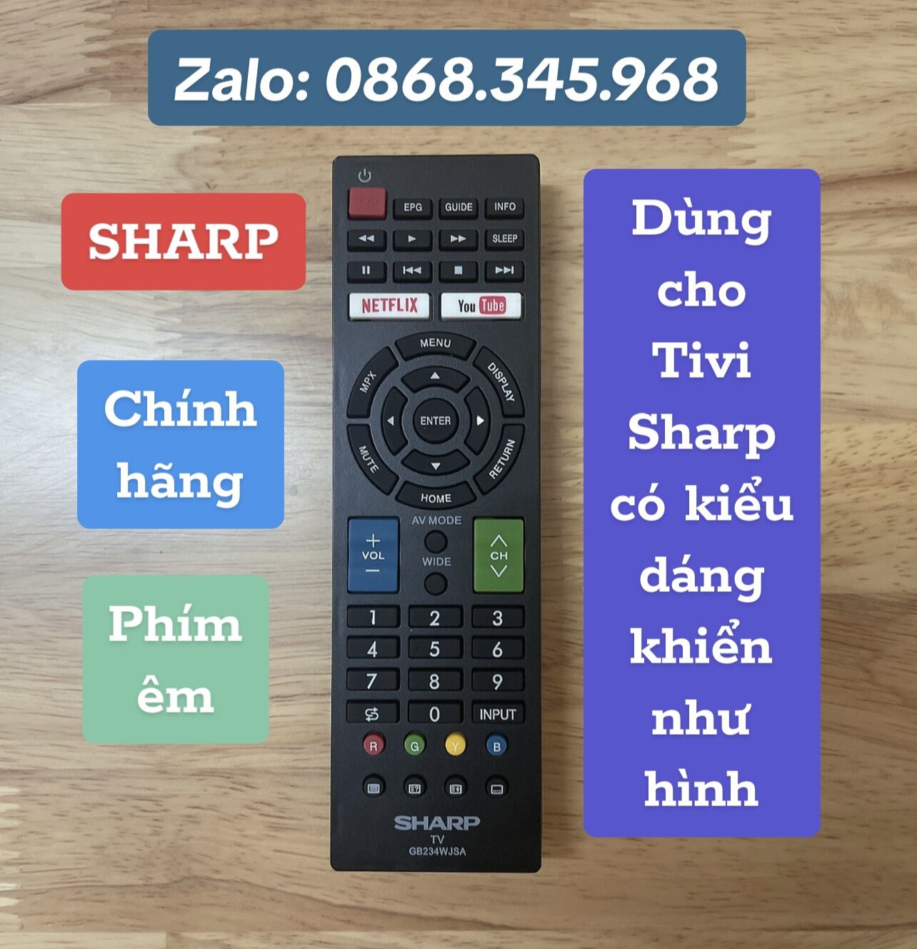 Điều khiển Tivi Sharp hàng Zin theo máy