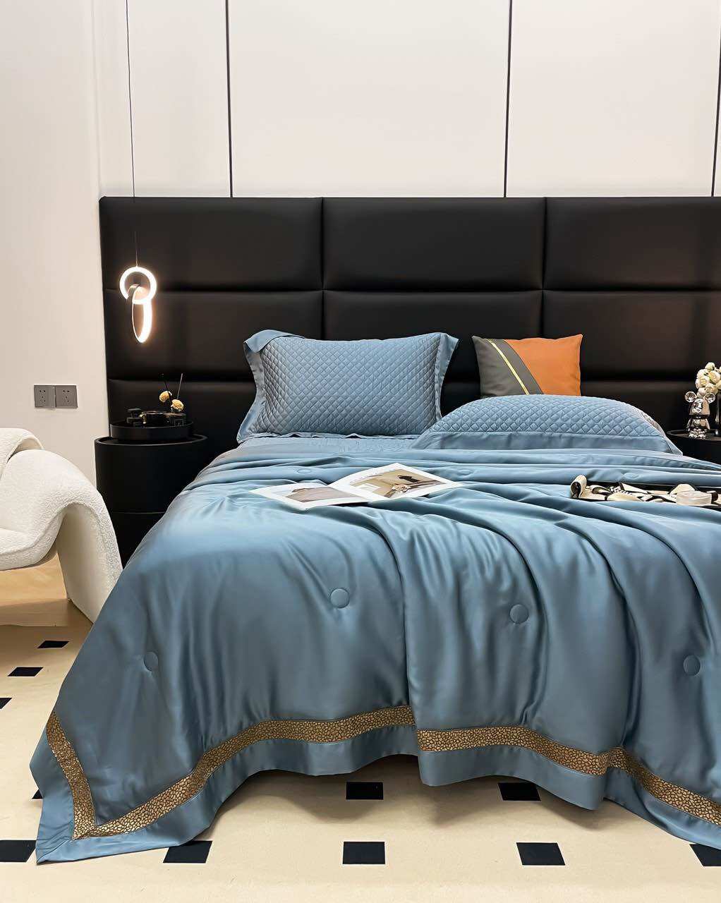 (LUXURY) SET CHĂN HÈ GA CHẦN CHUN LỤA TENCEL MODAL 4 MÓN NHẬP KHẨU CAO CẤP