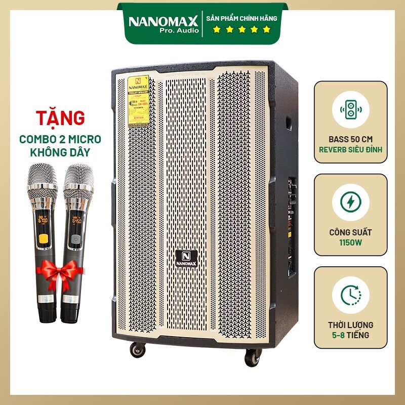 Loa karaoke di động nanomax sk-18f5 (bass 50cm, công suất 1150w karaoke bluetooth