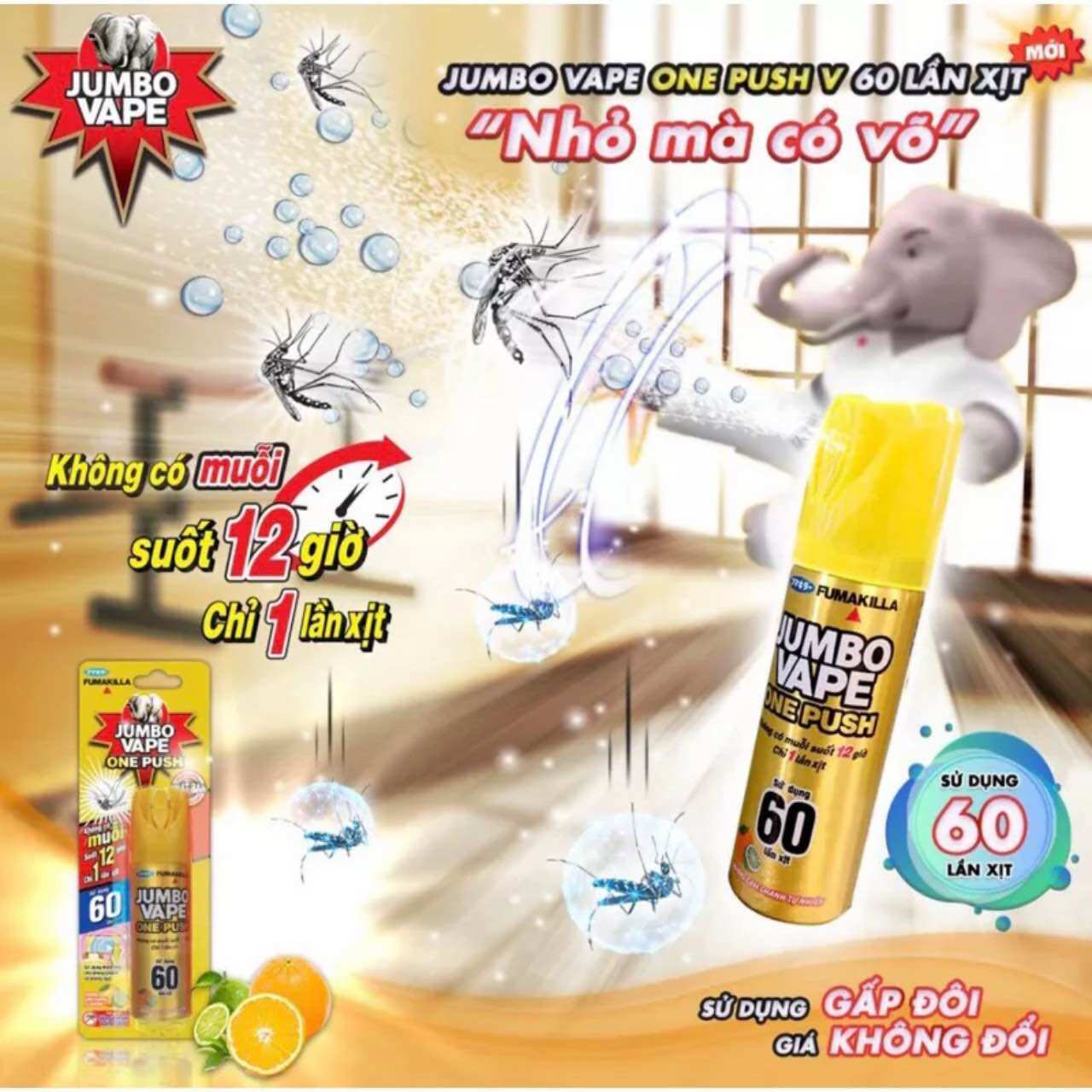 Bình Xịt Muỗi JUMBO VAPE ONE PUSH ( 60 lần xịt )