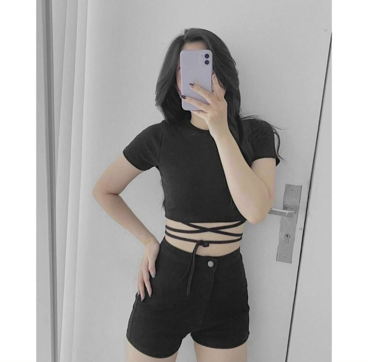 ÁO THUN CHÉO CỘT DÂY HỞ EO ÁO CROPTOP FORM 45KG(C)