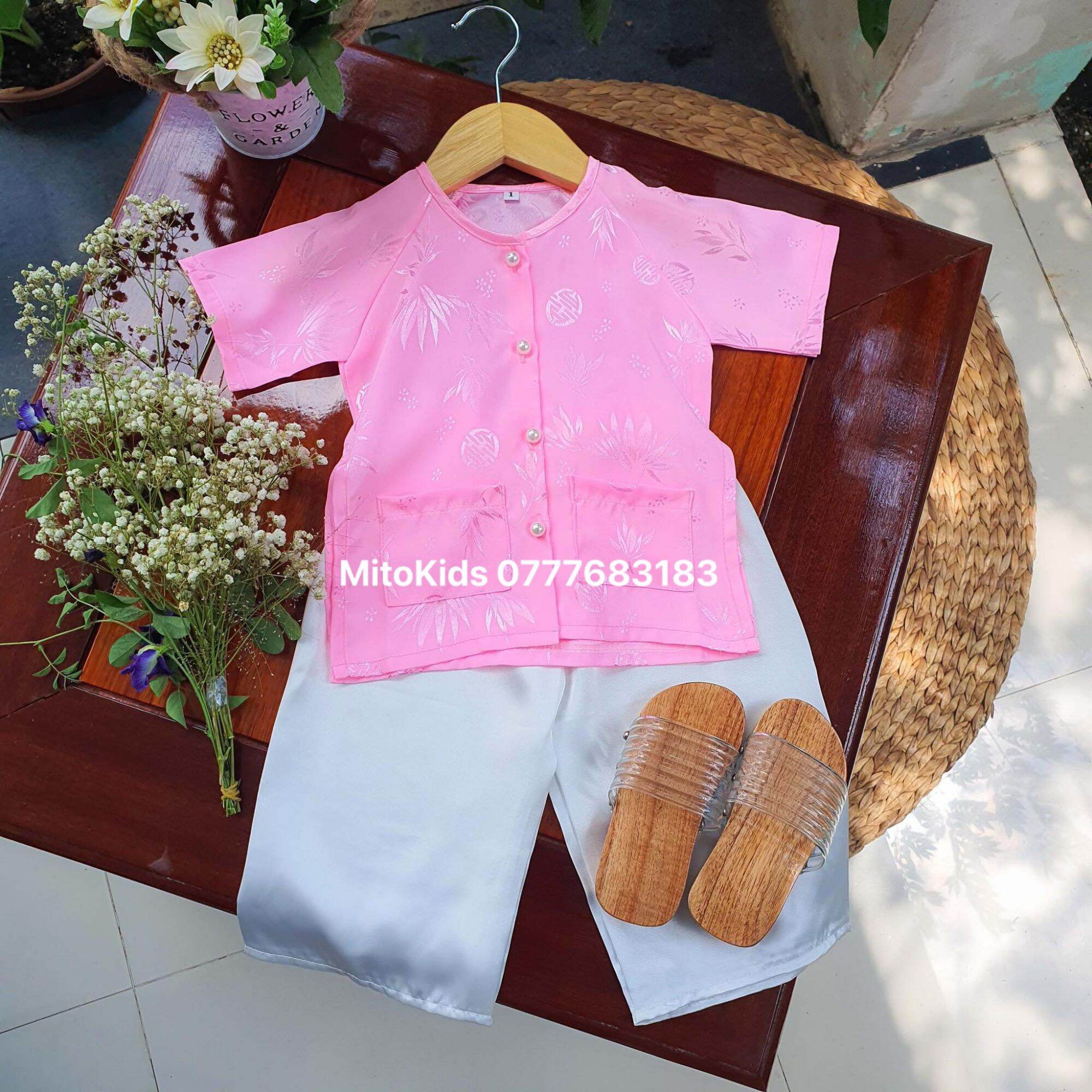 (8-35kg) Bamboo Leaf Brocade Three-Piece Set for Baby Girls