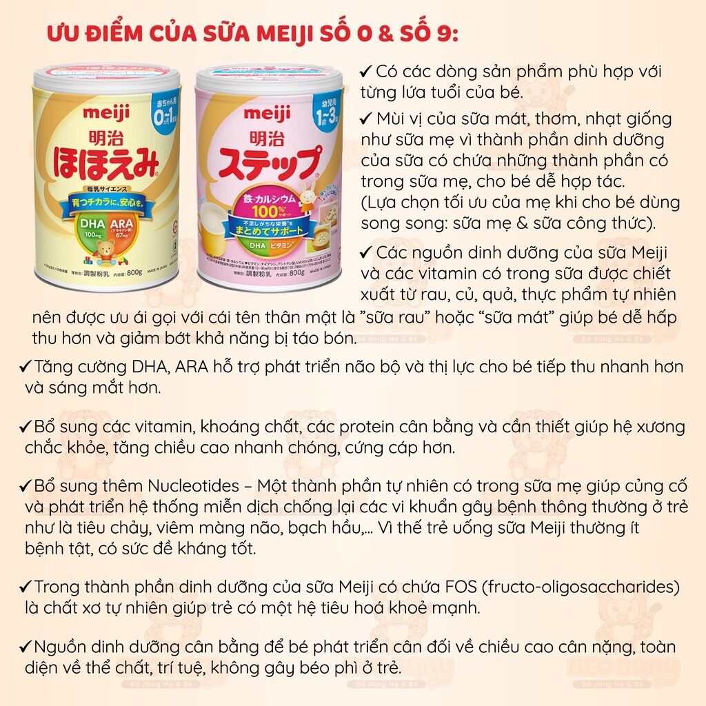 Sữa Meji nội địa Nhật số 0 và số 9