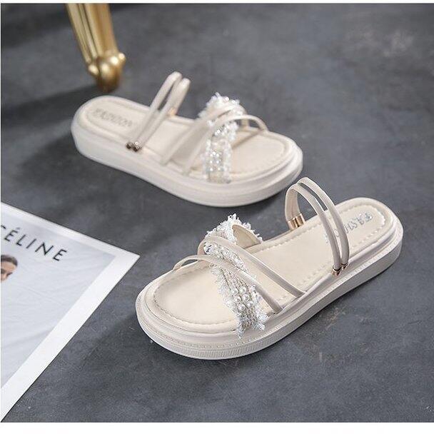 Xăng đan xăng đan xăng đan xăng đan hai trong một kiểu tiên nữ thời trang đế bánh xốp học sinh mùa hè mẫu mới năm 2023