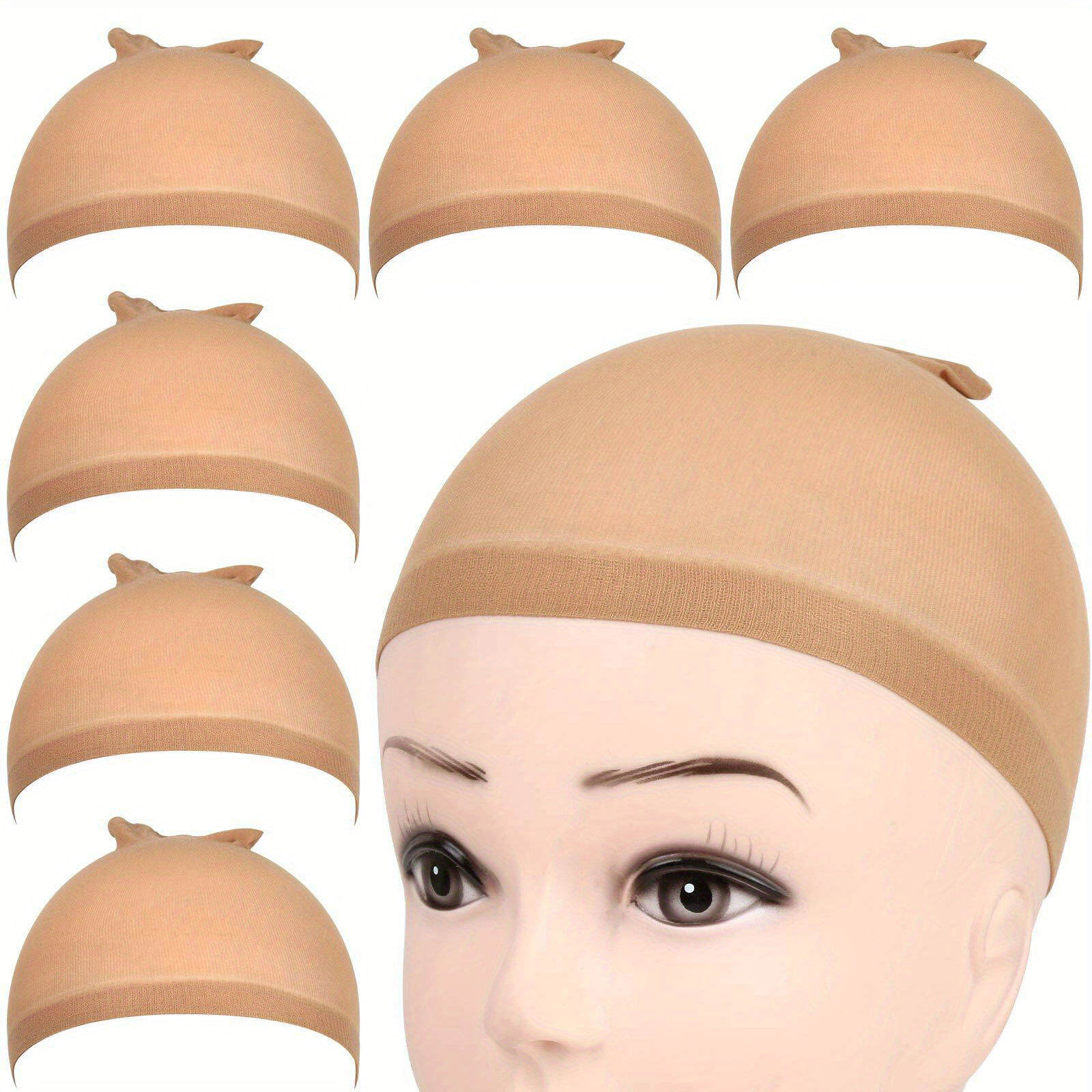 Khỏa Thân Co Giãn Nylon Tóc Giả Mũ Màu Be Tóc Giả Bộ Đội Nữ Thịt Màu 2 Chiếc Vớ Mũ Dành Cho Tóc Giả