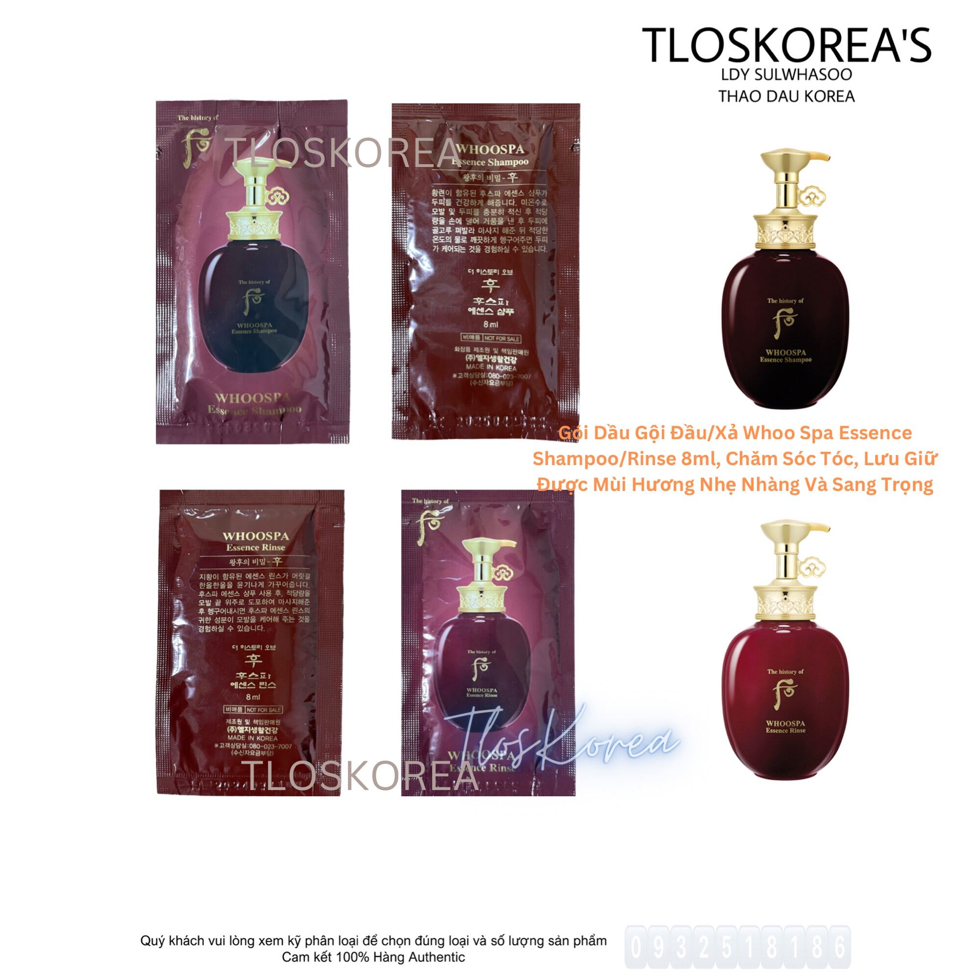 Gói Sample Dầu Gội Xả Whoo Spa Tinh Chất Đông Y 8ml