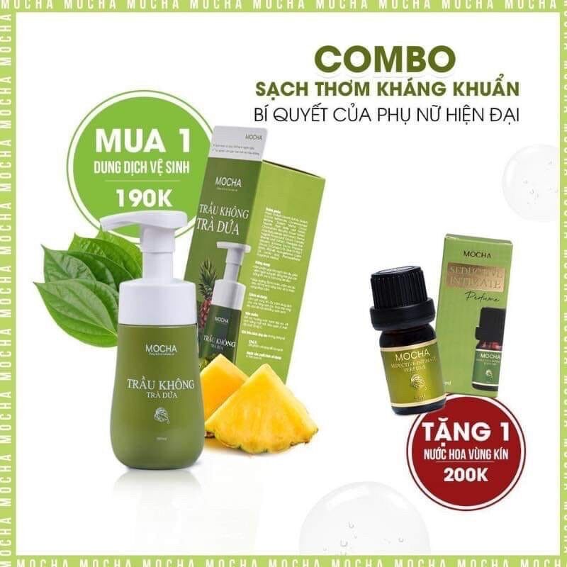 Dung dịch vệ sinh trầu không trà dứa mocha tặng kèm nươc hoa