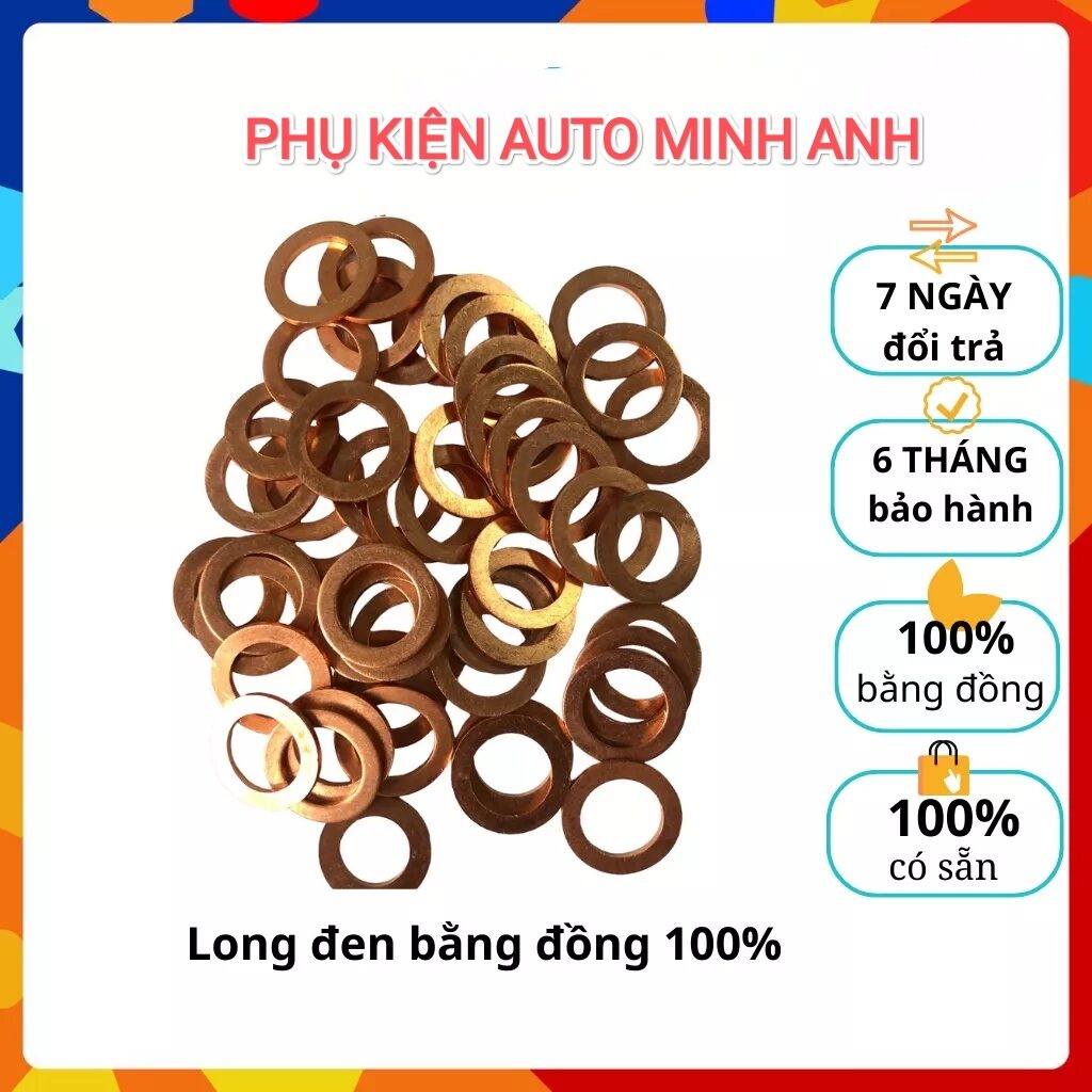 Lòng đền đồng thau ốc rốn dầu, long đen ốc nhớt, long đèn xả nhớt, lòng đền ốc xả dầu, lòng đen ốc rốn dầu M12, M14, M16