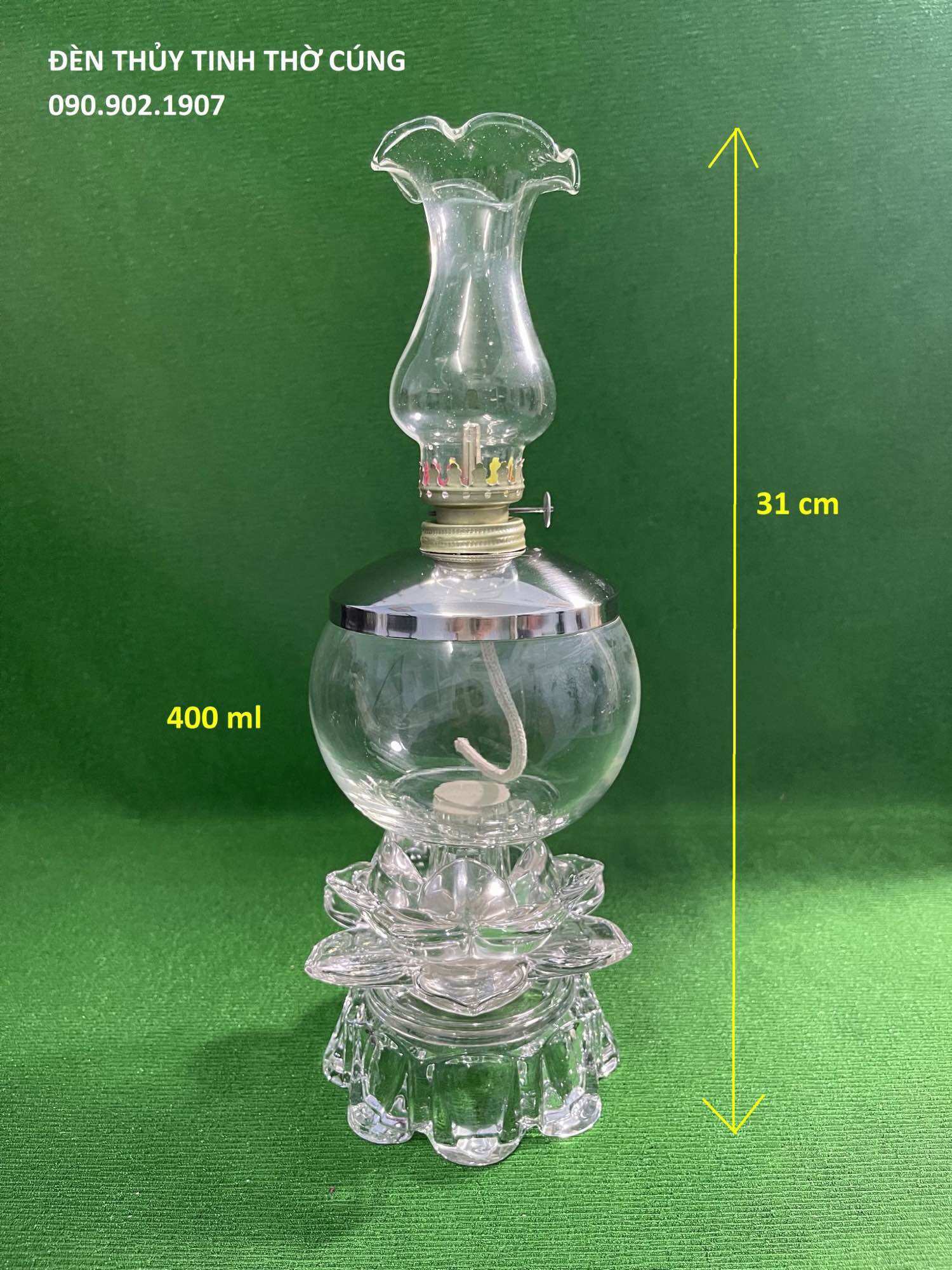 ĐÈN THỦY TINH THỜ CÚNG - TRONG SEN TÀN