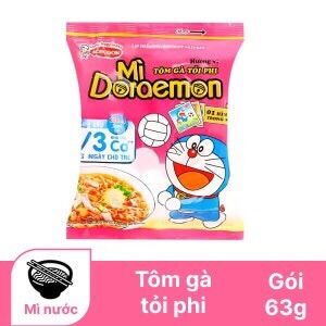 Thùng 15/ 30 gói mì doraemon tôm gà tỏi phi gói 63g -52123