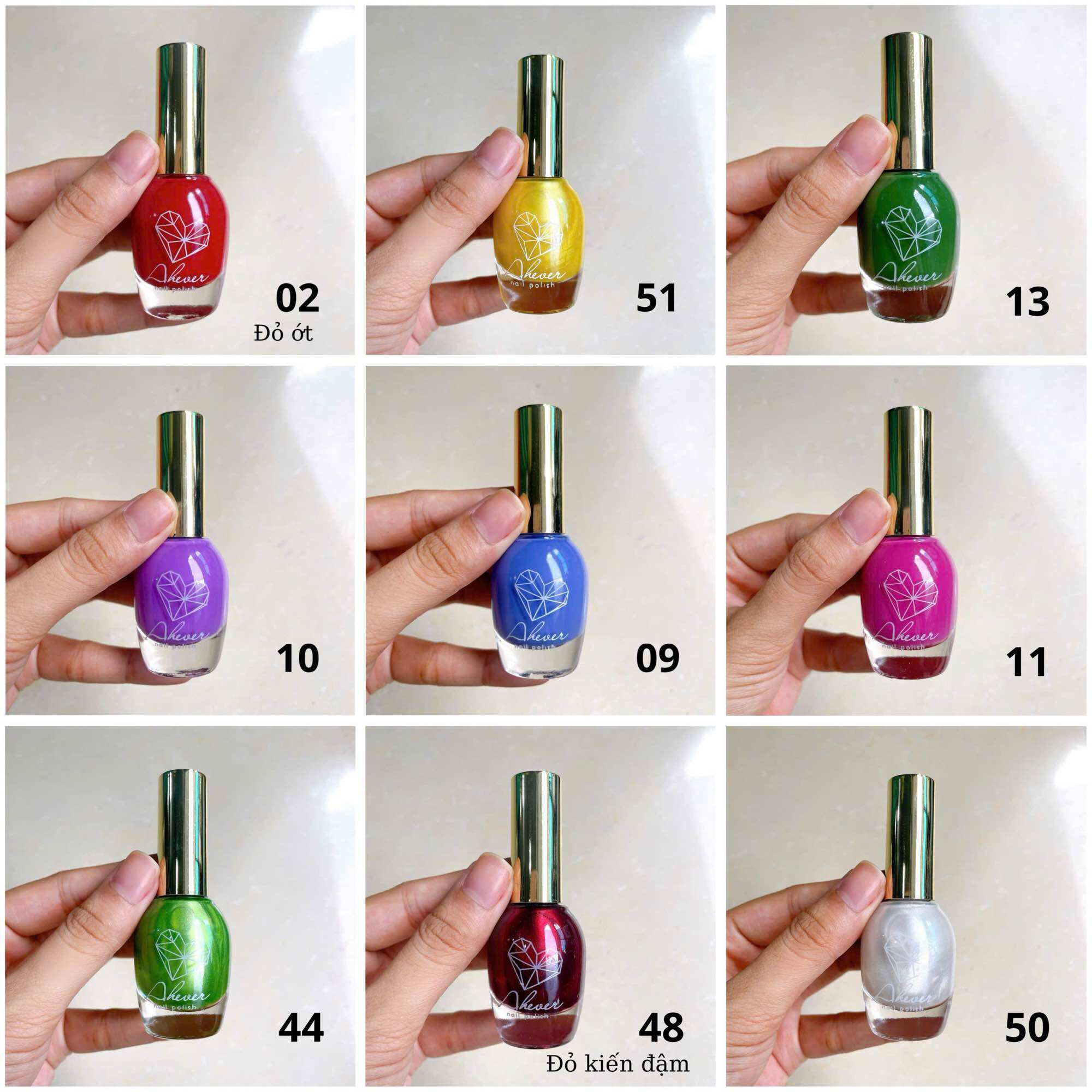 BẢNG MÀU Sơn móng tay thường Ahever không hơ máy màu đẹp đa dạng tông màu dung tích 16ml