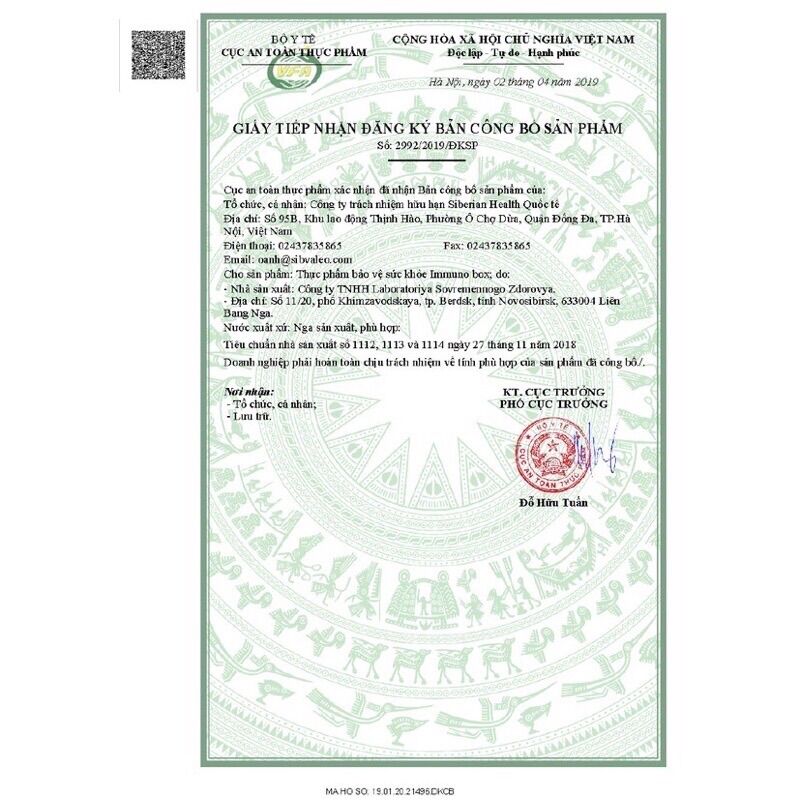 Immuno box siberian, tăng cường đề kháng