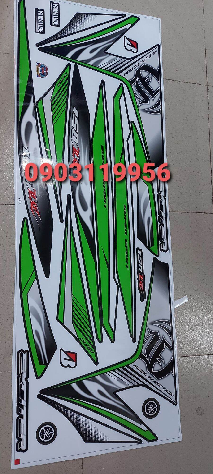 tem rời exciter 150 đen phối bạc xanh