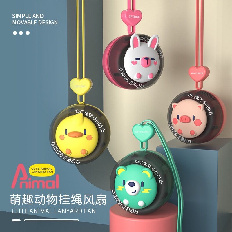 Quạt Mini Đeo Cổ Dây Chuyền Thú Cưng Siêu Dễ Thương, Có Dây Sạc Tiện Lợi, Quạt Cầm Tay Mini