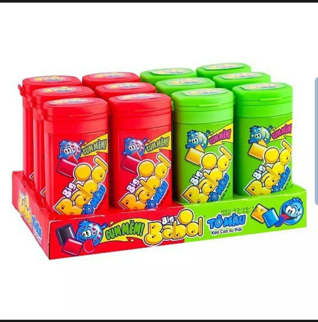 Lốc 12 hũ kẹo cao su thổi big babol tô màu