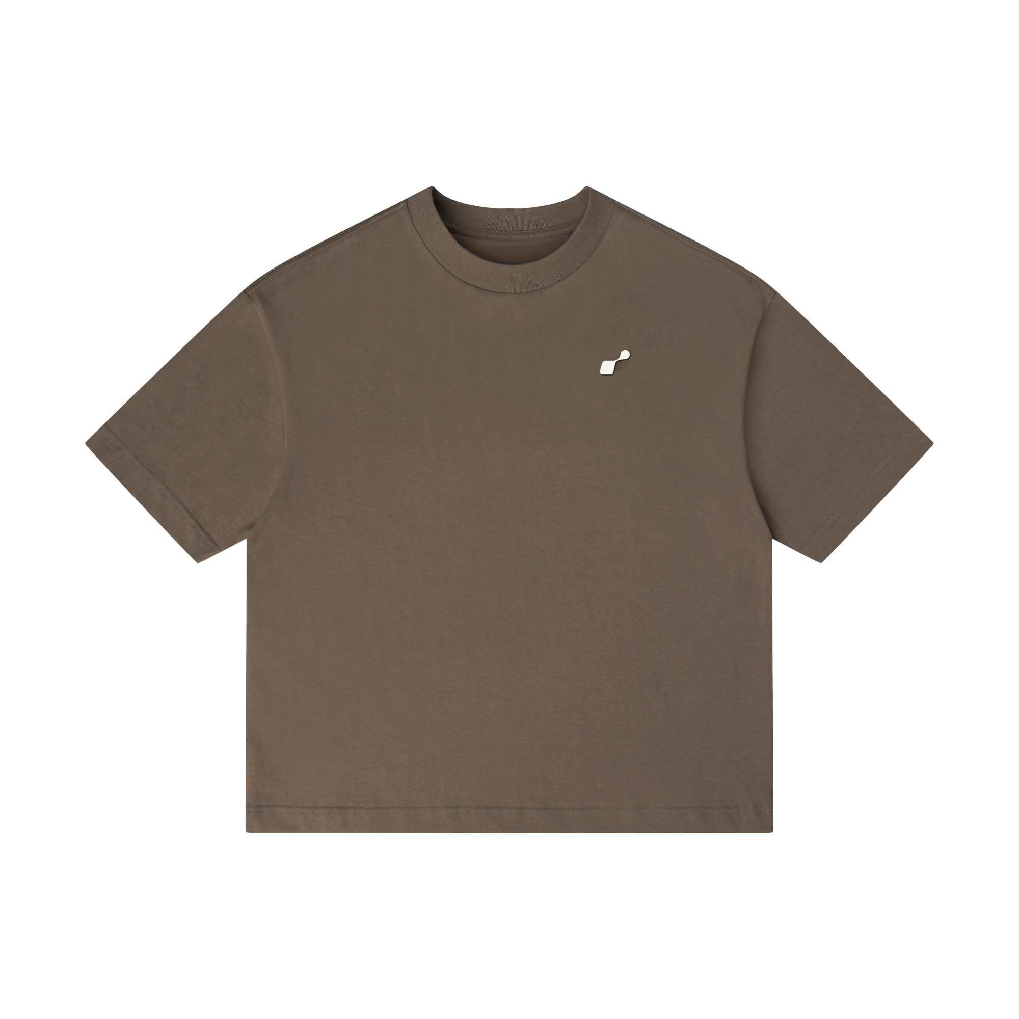 Áo Thun Nâu Khaki Basic Ross Studio Logo Kim Loại 280gsm - R IC BASIC BROWN T-SHIRT - ROSS STUDIO
