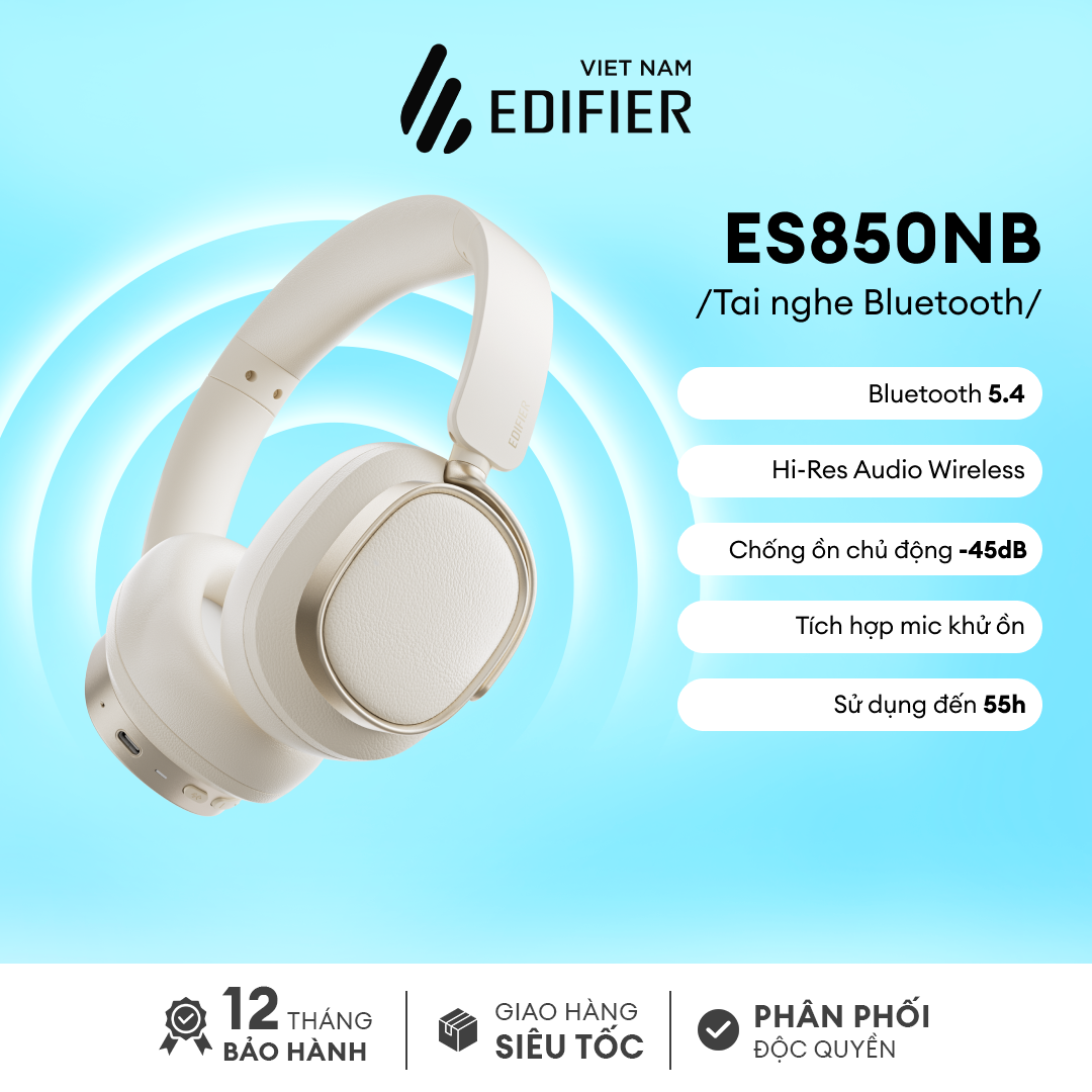 Tai Nghe Chụp Tai Bluetooth 5.4 EDIFIER ES850NB Chống Ồn Chủ Động ANC | Hi-Res Audio | Mic Khử Ồn |