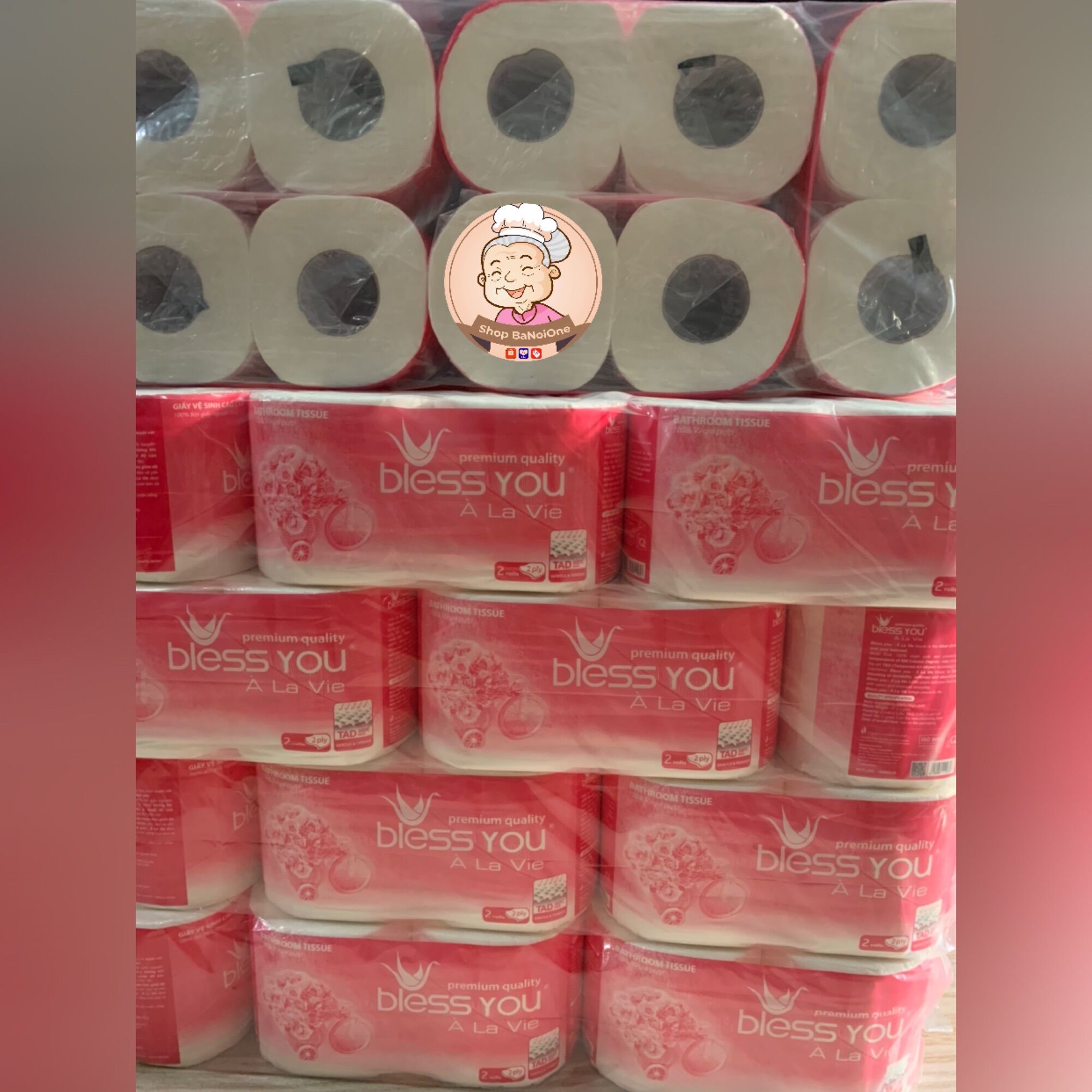 Lốc 10 cuộn giấy vệ sinh cao cấp bless you à la vie 2 lớp