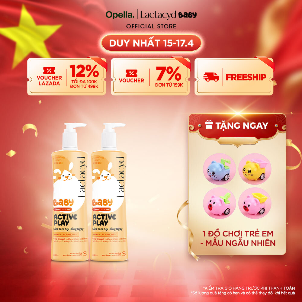 Bộ 2 chai Sữa Tắm Gội Trẻ Em Lactacyd Baby Active Play,Giúp Đề Kháng Da Và Bảo Vệ Bé Khỏi Vi Khuẩn 500ml/chai