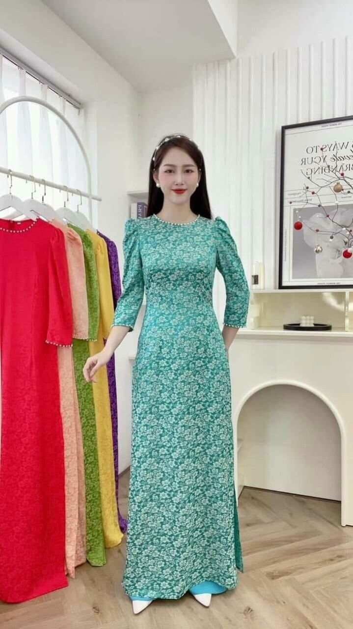 Áo dài gấm vàng lẻ size ( chỉ có áo )