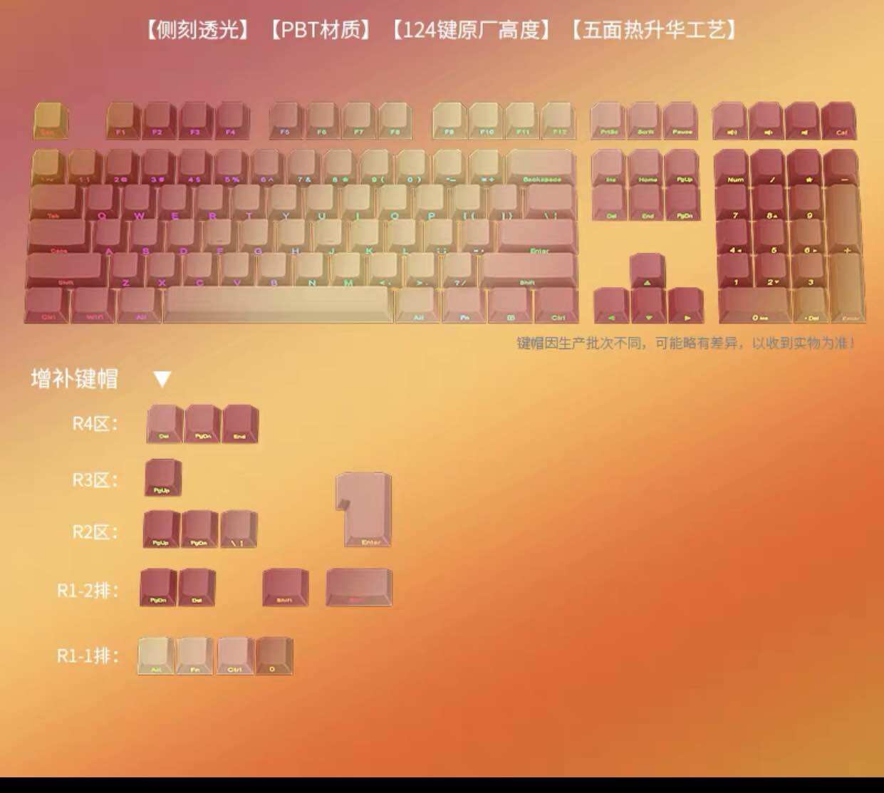 Keycaps gradient Aula xuyên led nhiều màu sắc tuyệt đẹp