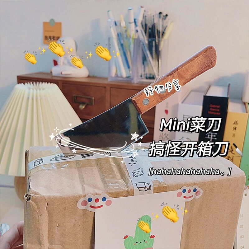 Dao unbox mini cán gỗ rọc giấy mini/ dao cắt bánh ngọt decor trang trí Miêu House