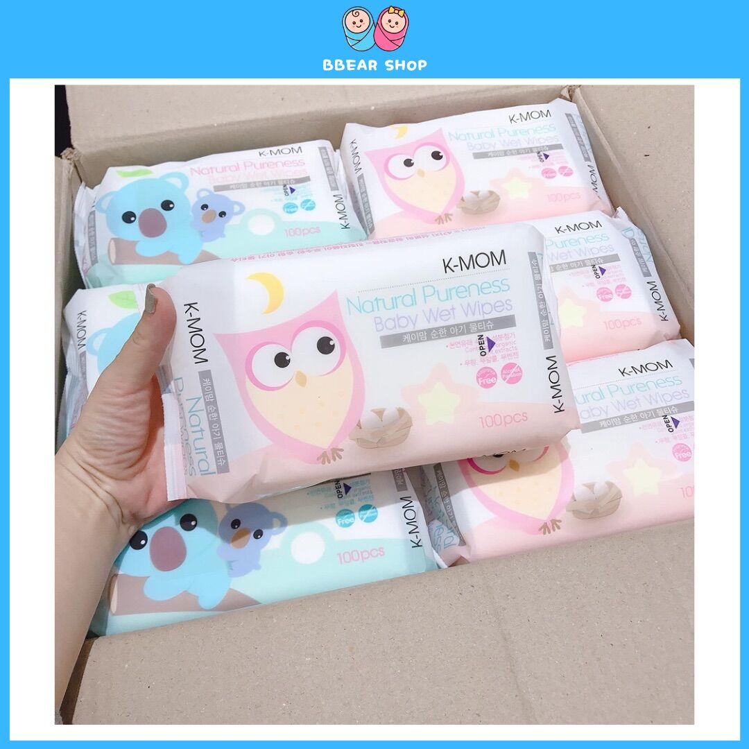 Khăn Ướt Cao Cấp K-Mom Hàn Quốc (100 tờ/Gói) [Cam Kết Chính Hãng]