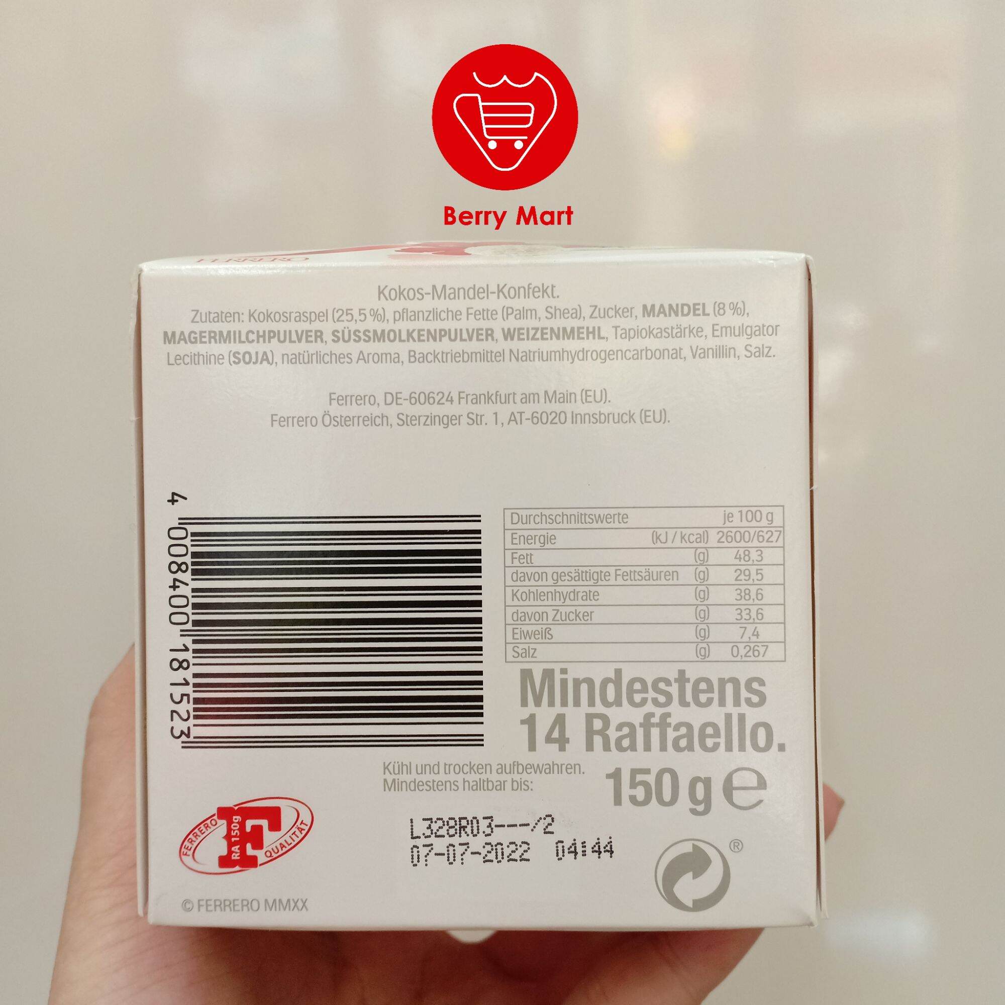 Kẹo Sô-Cô-La Phủ Dừa Ferrero Raffaello150g