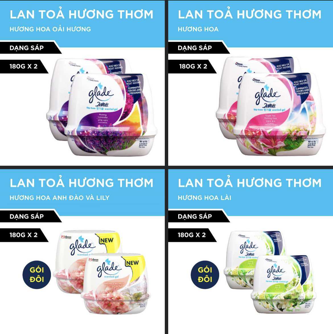 Combo 2 cục sáp thơm phòng Glade nhập khẩu Thái Lan