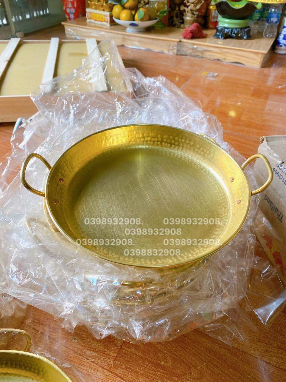 Chảo đồng Chảo đồng 23 cm chảo đồng sào nấu thức ăn gỗ bằng thủ công tay chât liệu bằng đồng nguyên nhiều sai to nhỏ