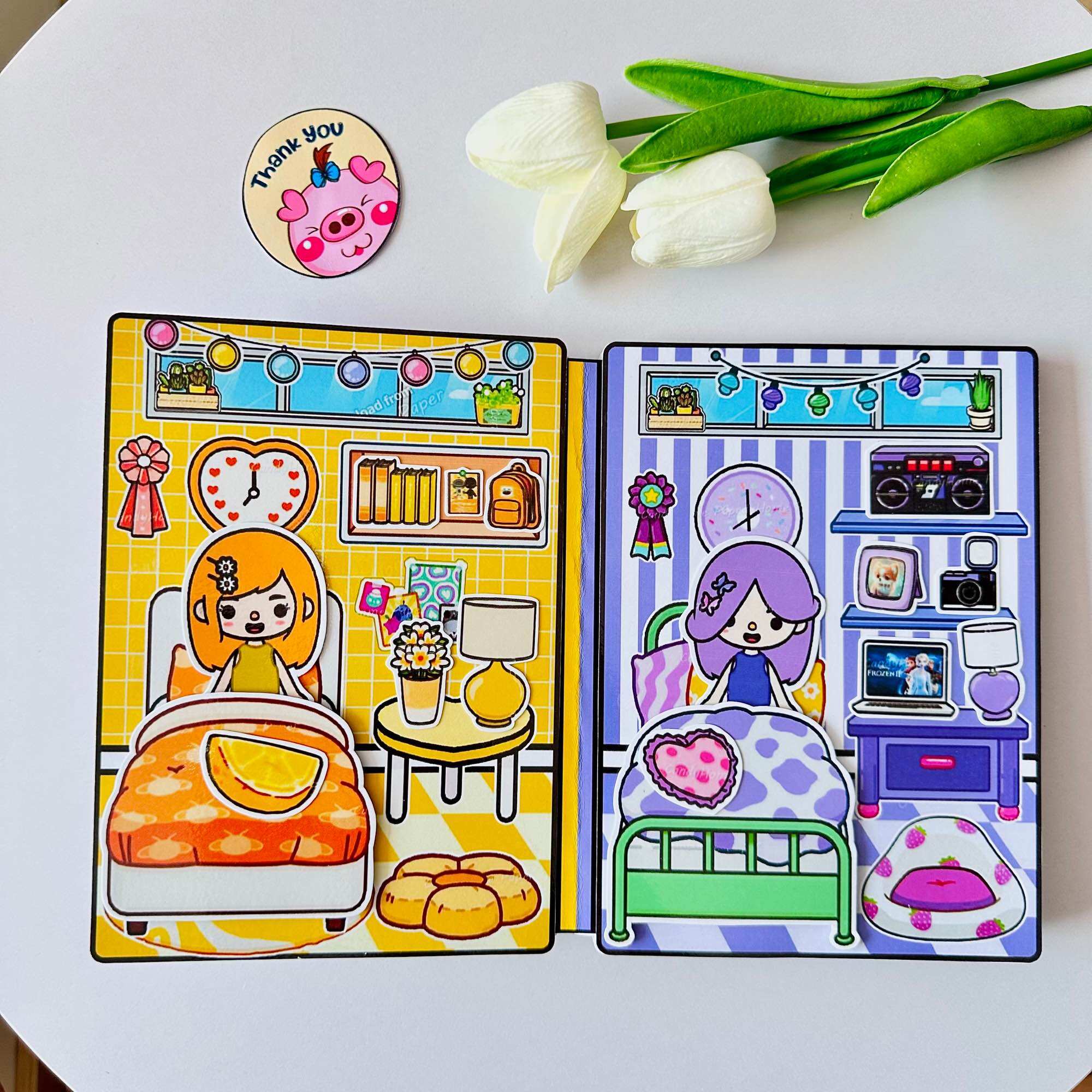 Ngôi nhà màu tím vàng của Tocaboca - Búp bê giấy