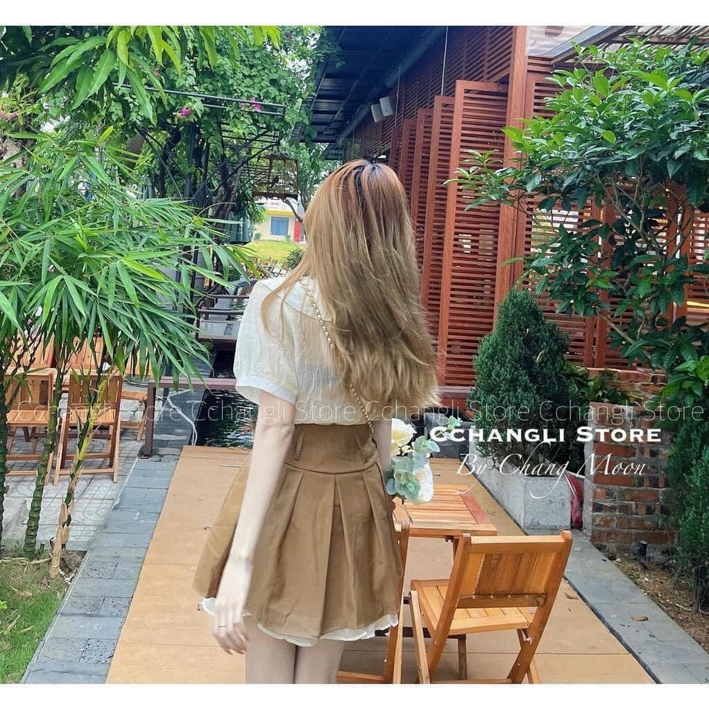 SET ÁO CỔ THUYỀN MIX CHÂN VÁY KÈM THẮT LƯNG