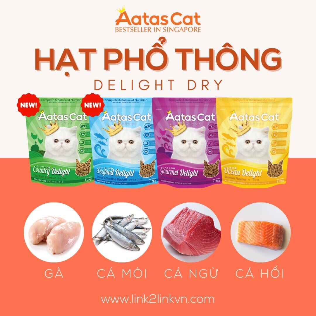 THỨC ĂN HẠT CHO MÈO AATAS CAT DELIGHT [ 1.2Kg & 7Kg ]