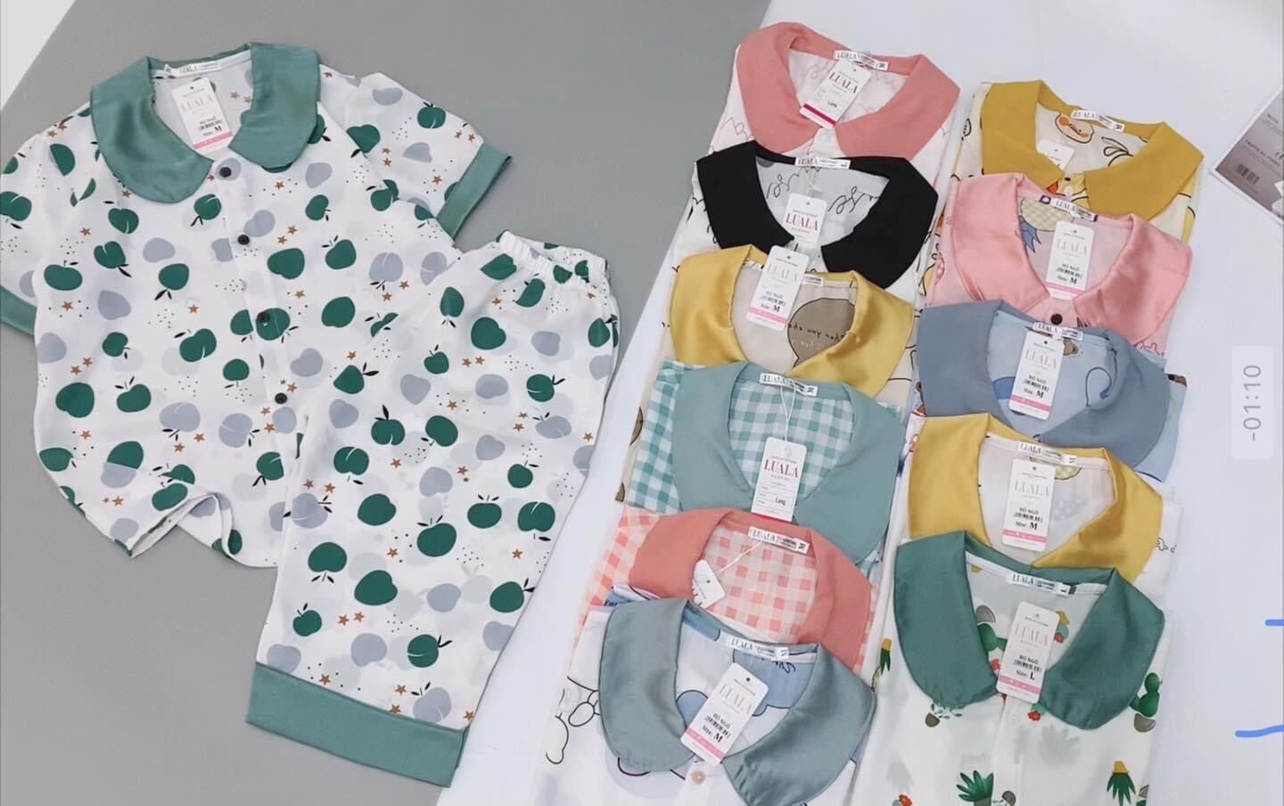 Bộ pyjama lụa Mang tay ngắn quần lửng cao cấp