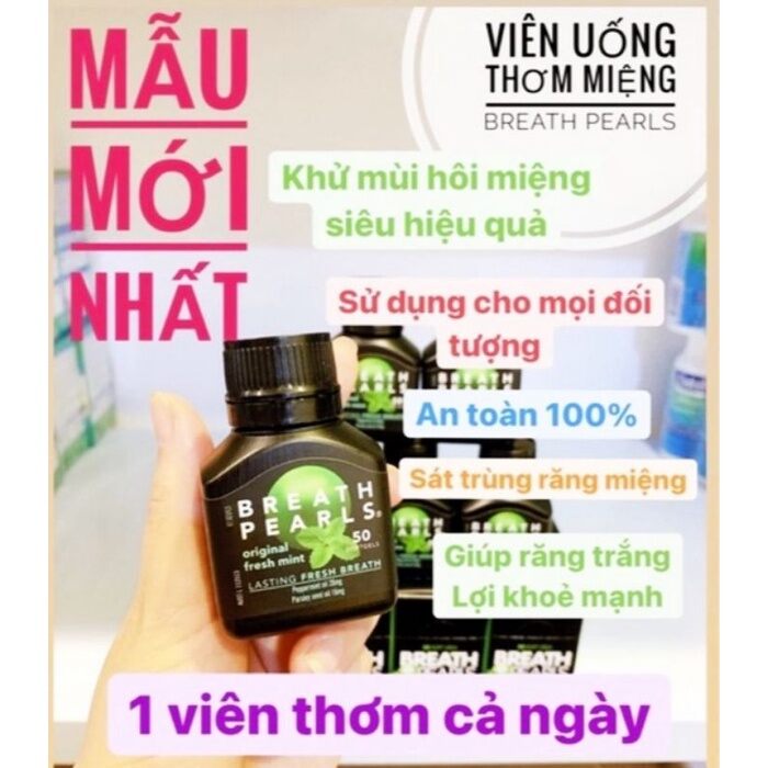 Viên uống thơm miệng Breath Pearls (hộp 50 viên của Úc)