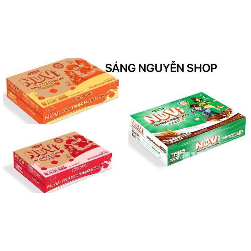 Thùng Sữa Lúa Mạch Nuvi Thạch 170ml x 48 Hộp Cacao Sữa Chua Thạch Dâu Sữa