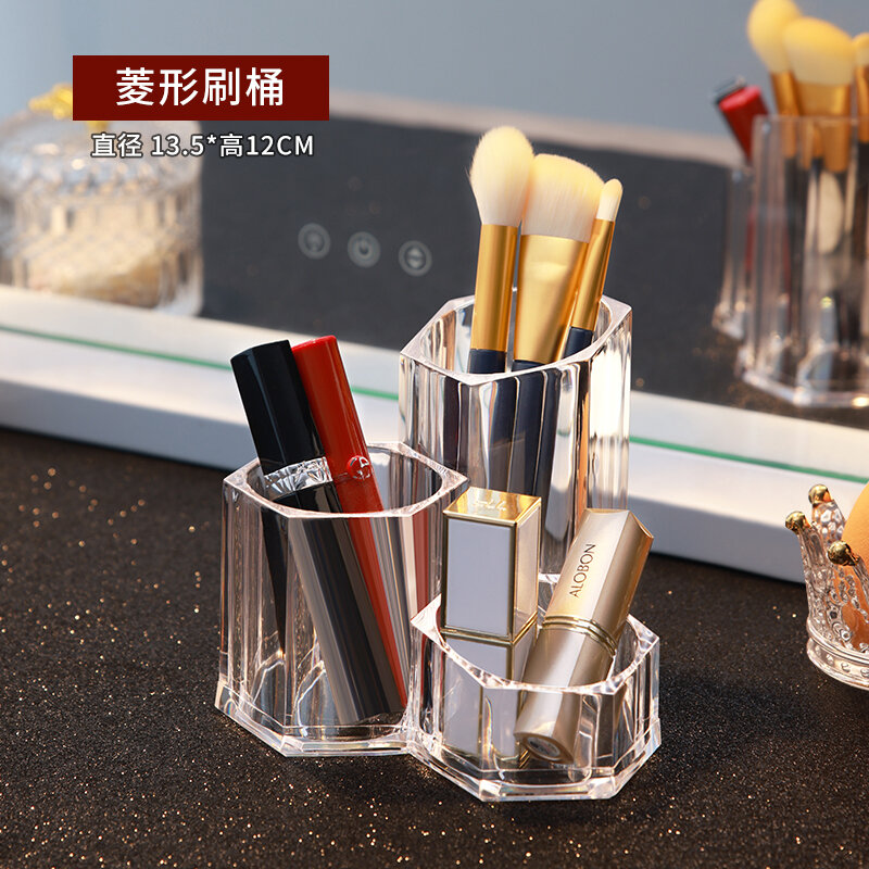 Hộp đựng đồ mỹ phẩm kệ bút ống đựng bút bàn trang điểm sắp xếp son môi học sinh acrylic để bàn chia ô cọ trang điểm