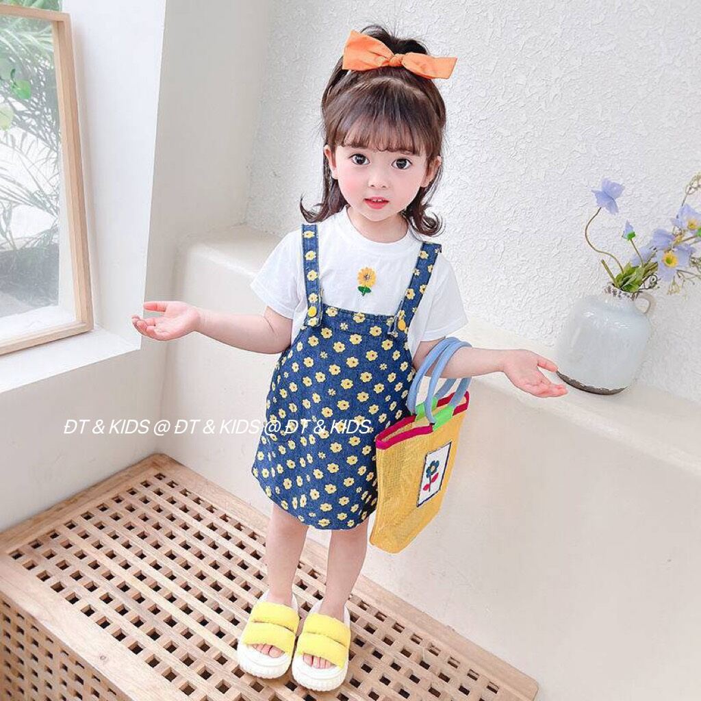 H2-set yếm hoa kaki 2 chi tiết bé gái 10-20kg
