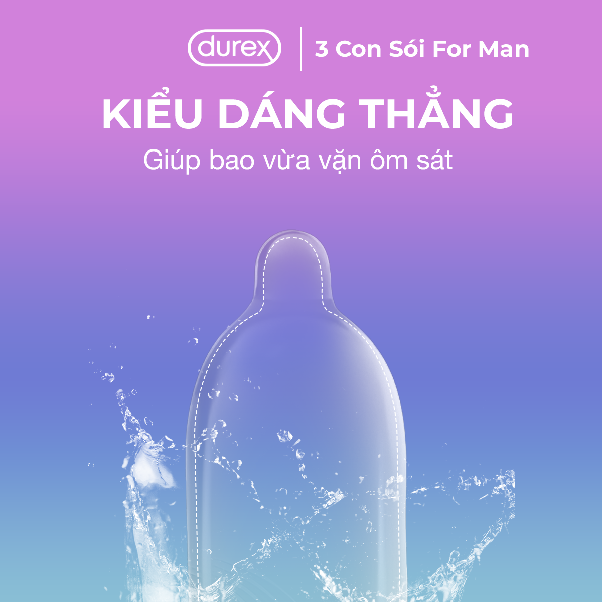 [CHE TÊN] Bao Cao Su Durex Invisible Siêu Mỏng 0.01mm Size 52mm Invisible Extra Thin Extra Sensitive - Ba Con Sói For Man