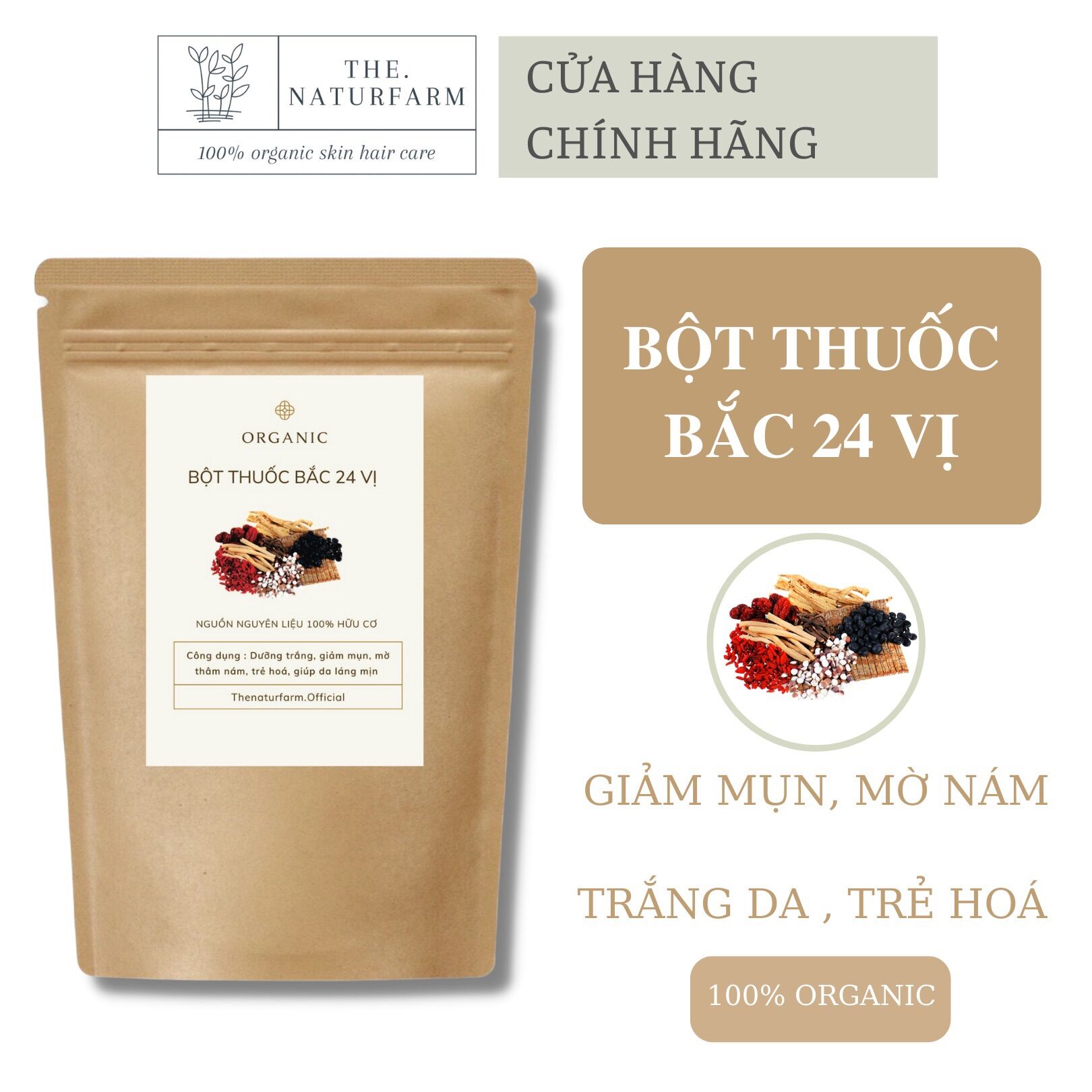 [HCM]Bột thuoc bắc 24 vị dưỡng trắng da mờ thâm nám [ 100GR ]